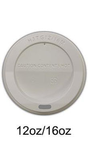 Coffee Cup Lid 12OZ/16OZ - Style 1 - White (1000 pcs/carton)