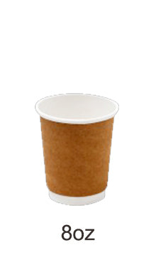 08OZ Brown Kraft Double Wall Coffee Cups - Premium Heat Protection (500 pcs/carton)